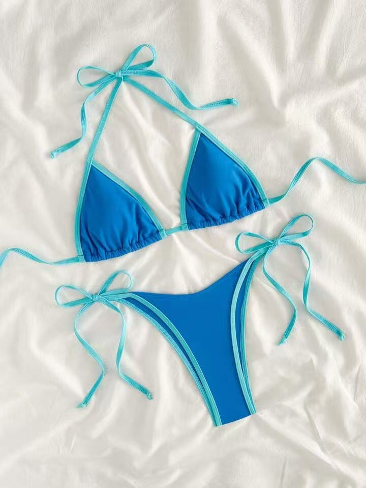 Summer Womens Solid-color Triangle Sexy Bikini