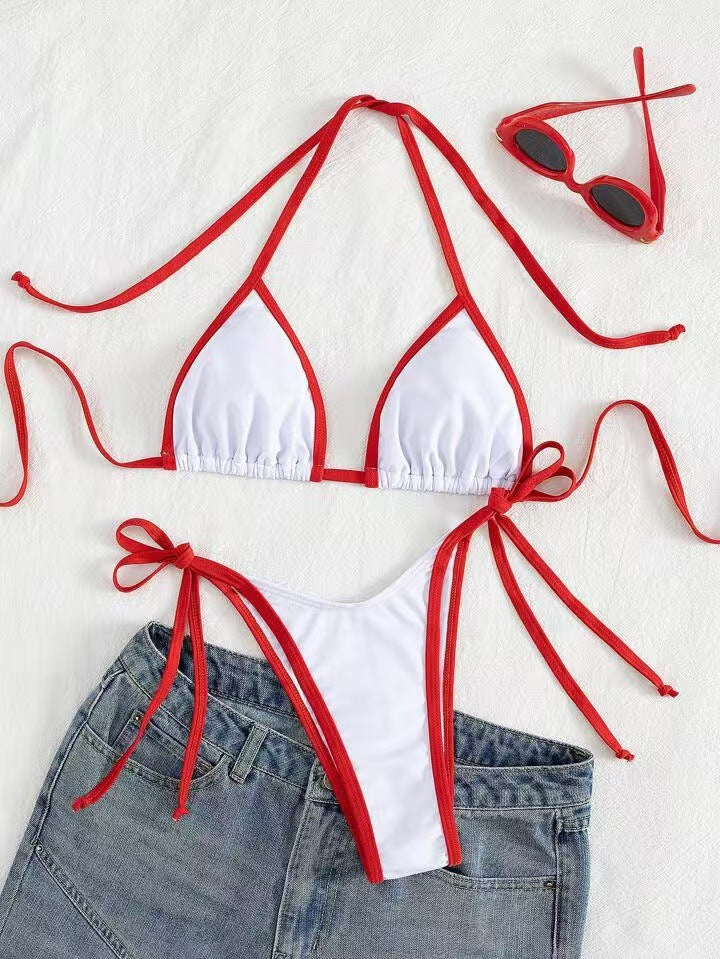 Summer Womens Solid-color Triangle Sexy Bikini