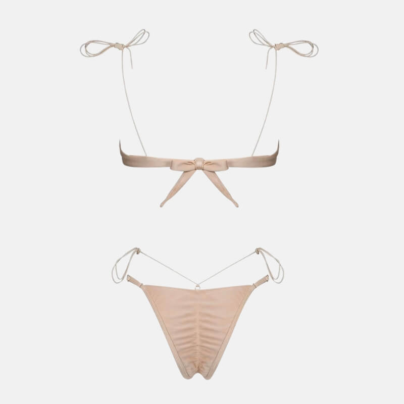 Conjunto de bikini con florales bordados