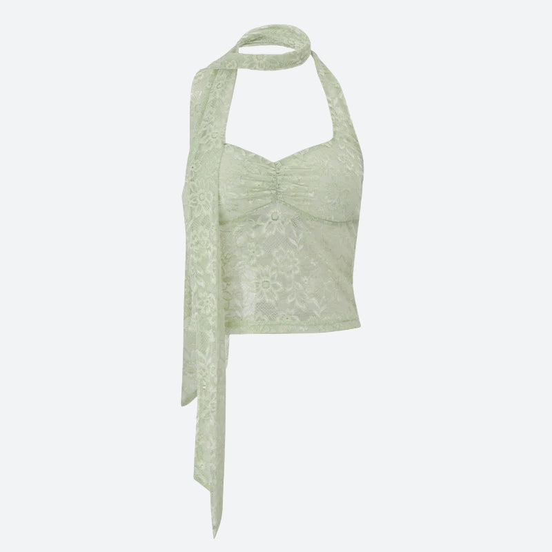 Top halter de encaje estilo Fairycore