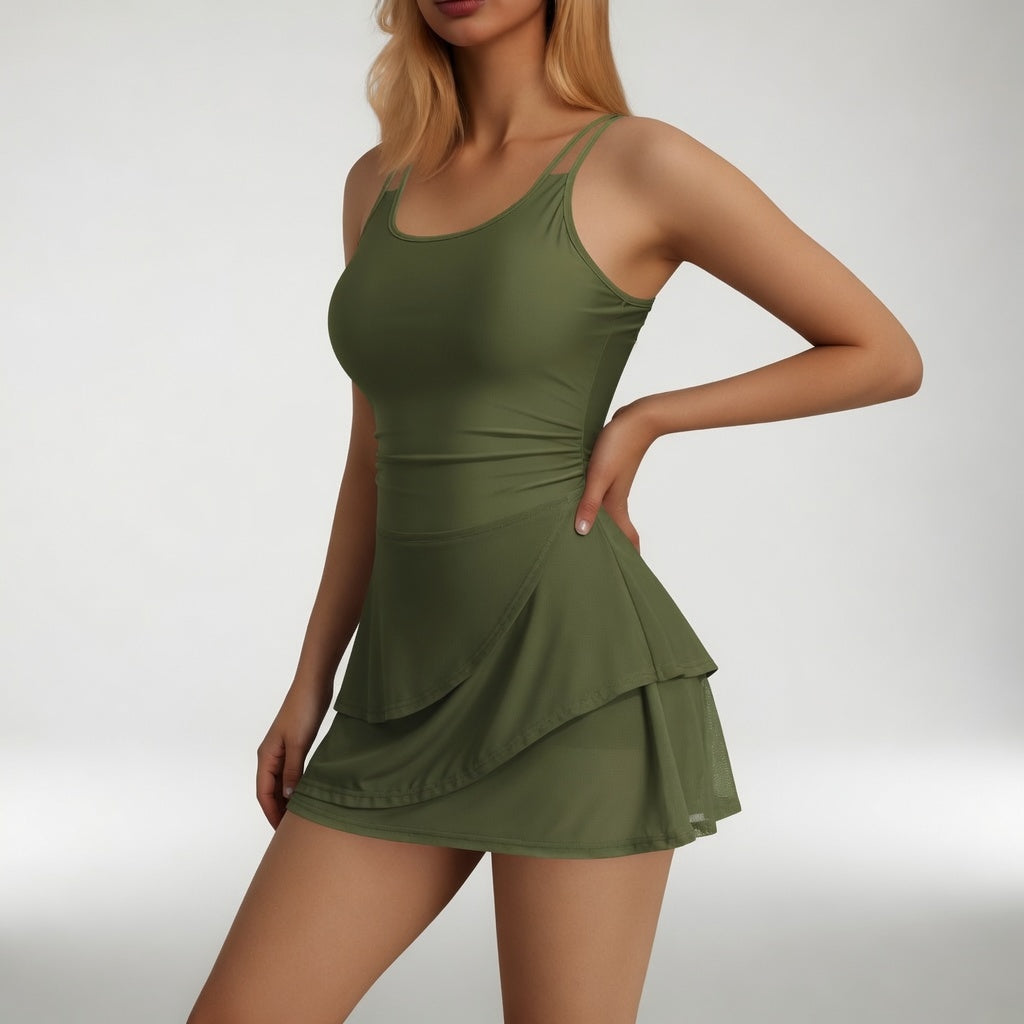 Bañador tipo vestido con tirantes dobles y corte playero