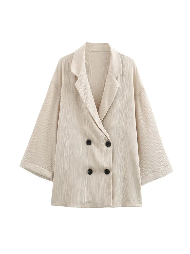 Conjunto de blazer de doble boton para mujer