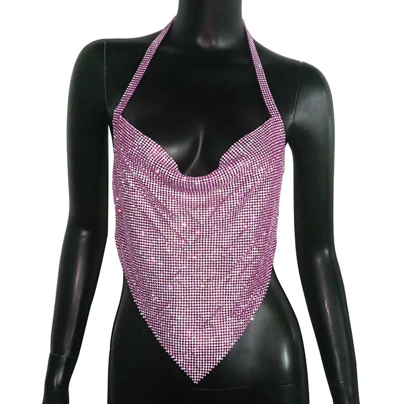 Top corto sin espalda con cuello en V