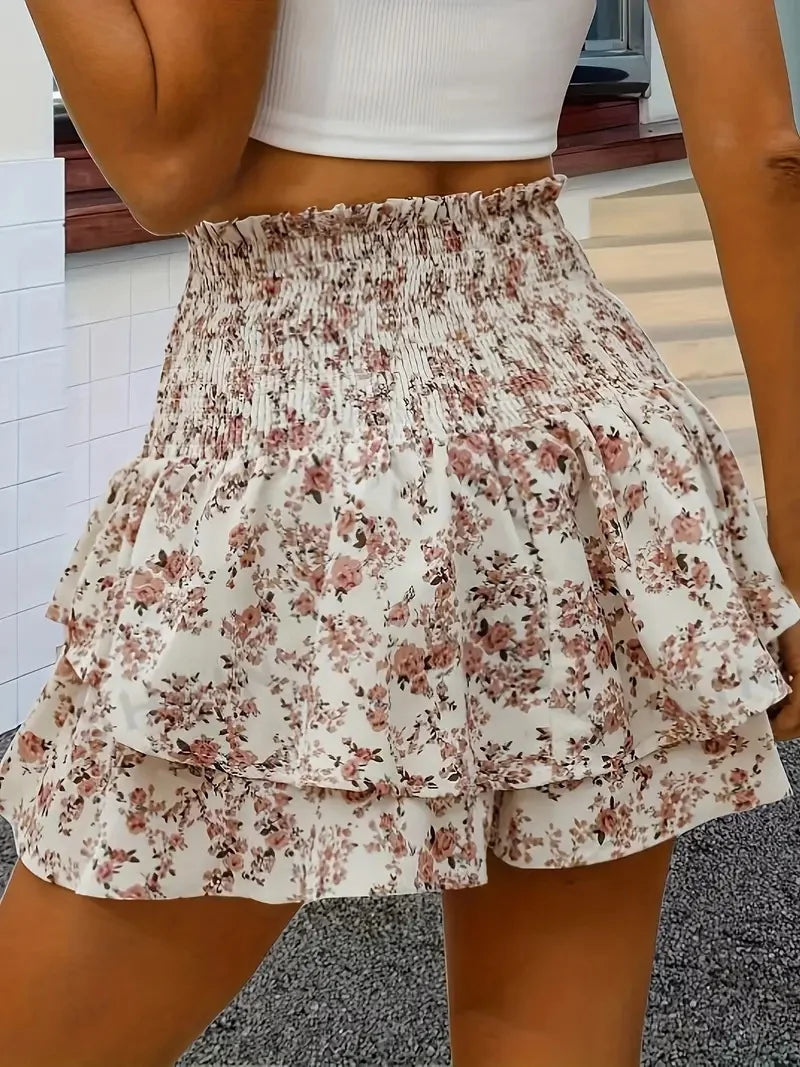 Falda-pantalón floral para mujer