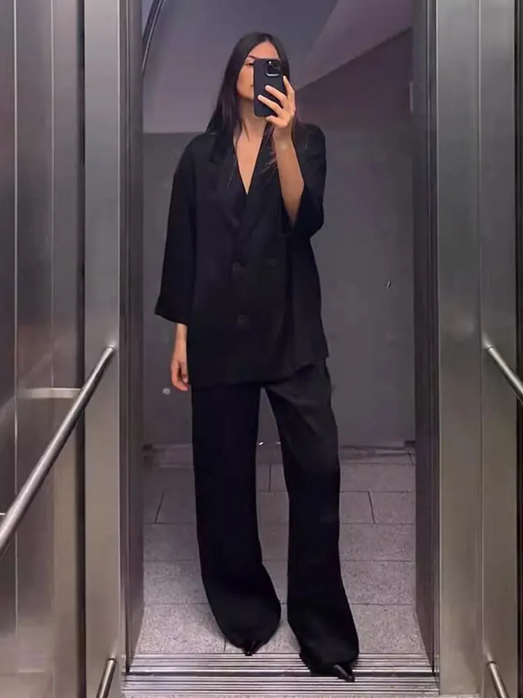 Conjunto de blazer de doble boton para mujer