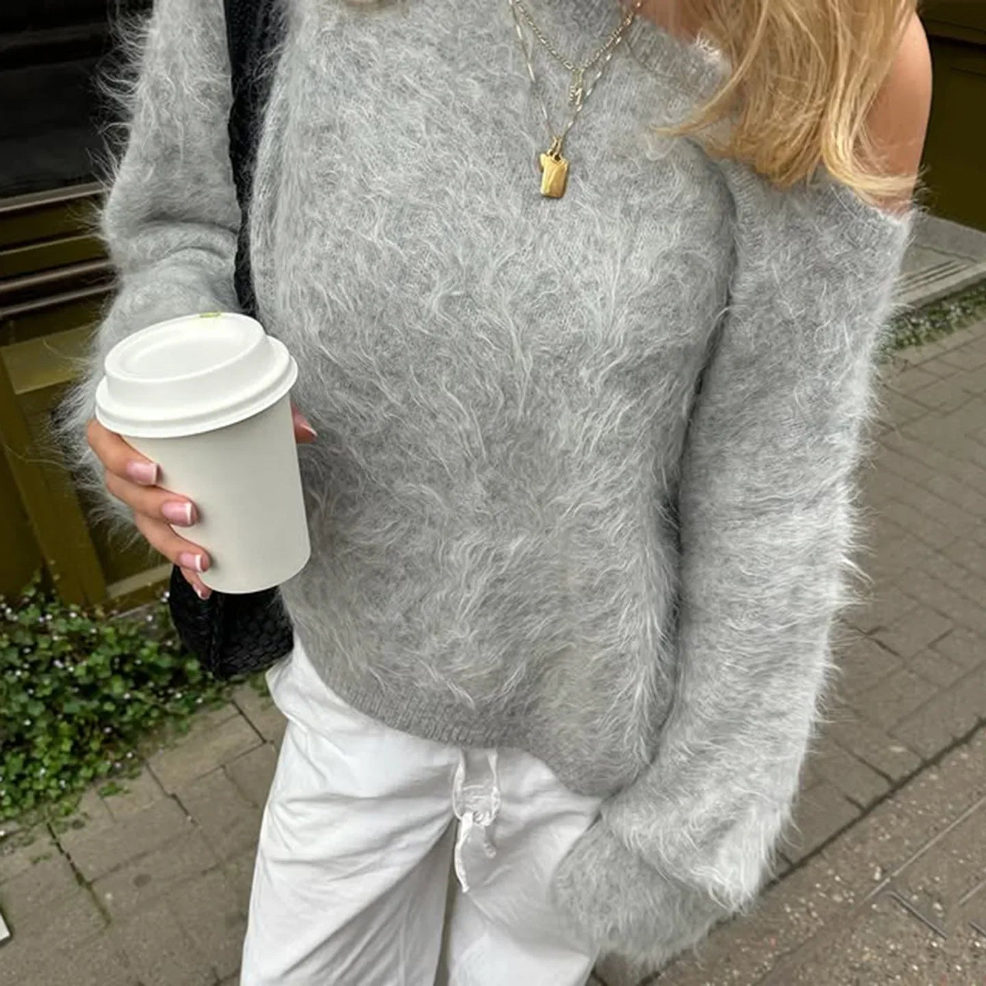 Jersey de felpa holgado para mujer
