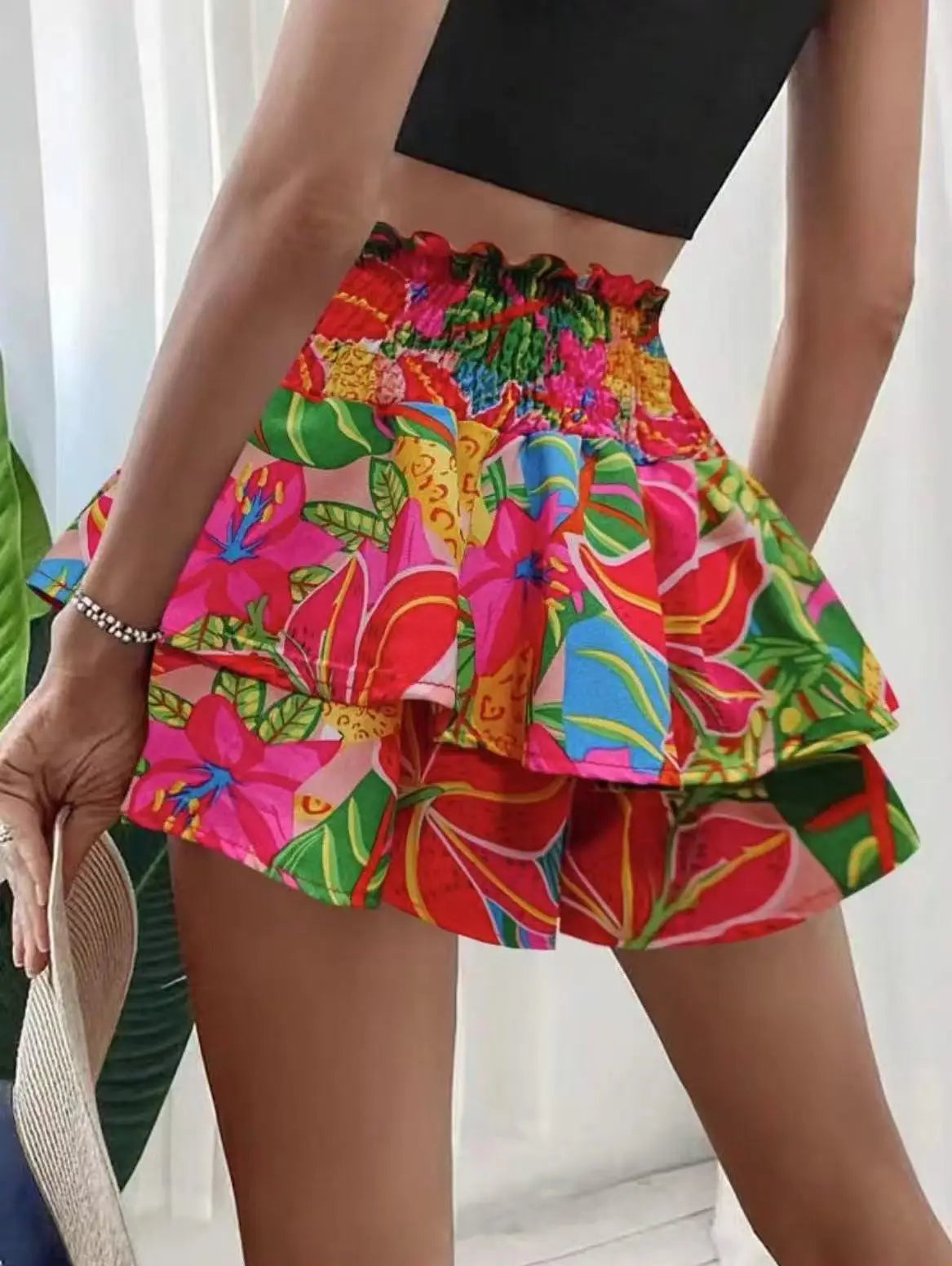 Falda-pantalón floral para mujer