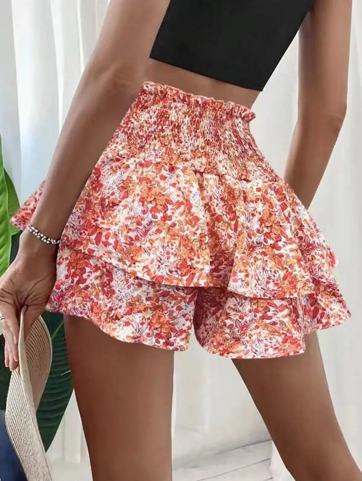 Falda-pantalón floral para mujer