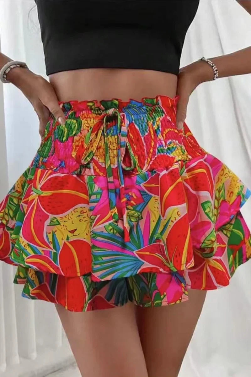 Falda-pantalón floral para mujer