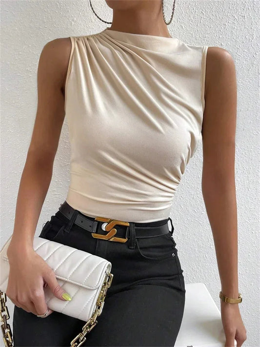 Camiseta sin mangas fruncida