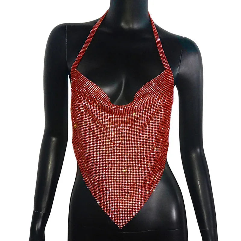 Top corto sin espalda con cuello en V