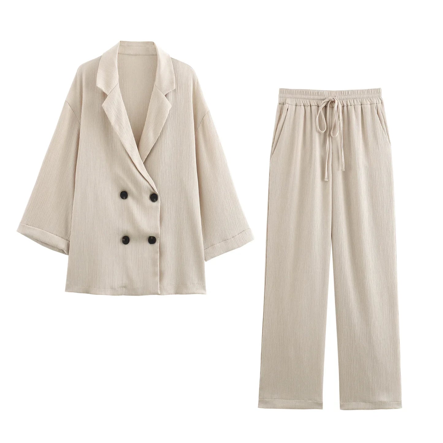 Conjunto de blazer de doble boton para mujer