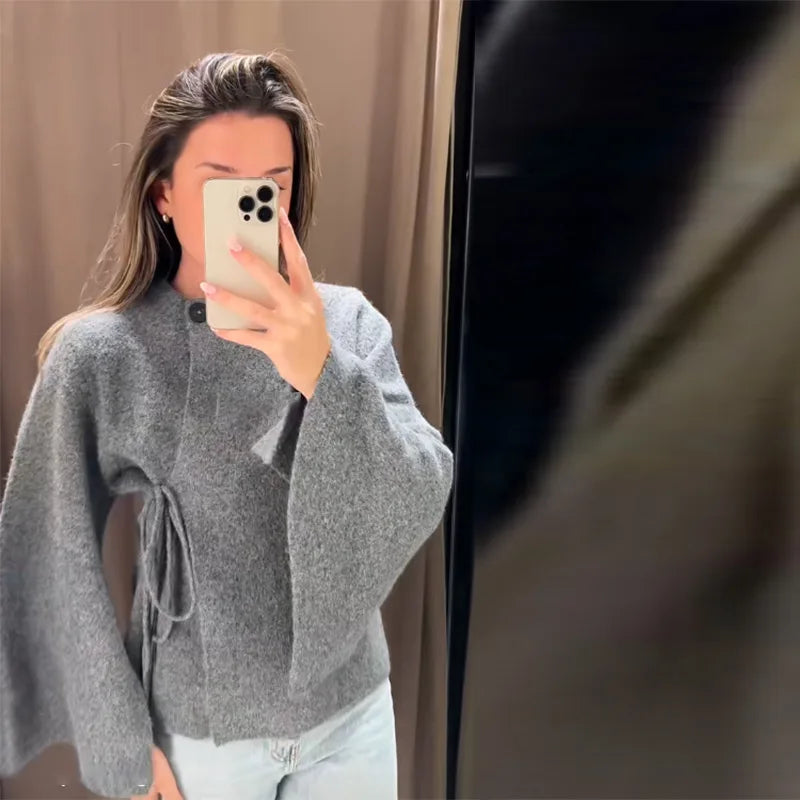 Cárdigan informal liso para mujer