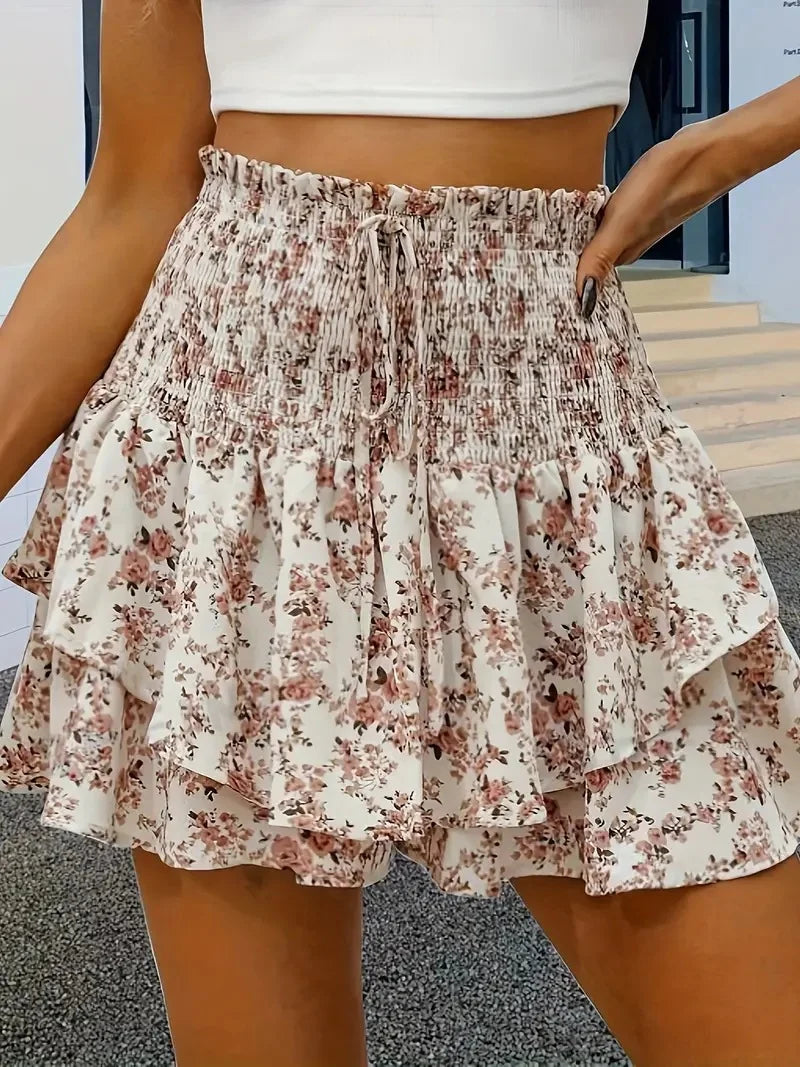 Falda-pantalón floral para mujer