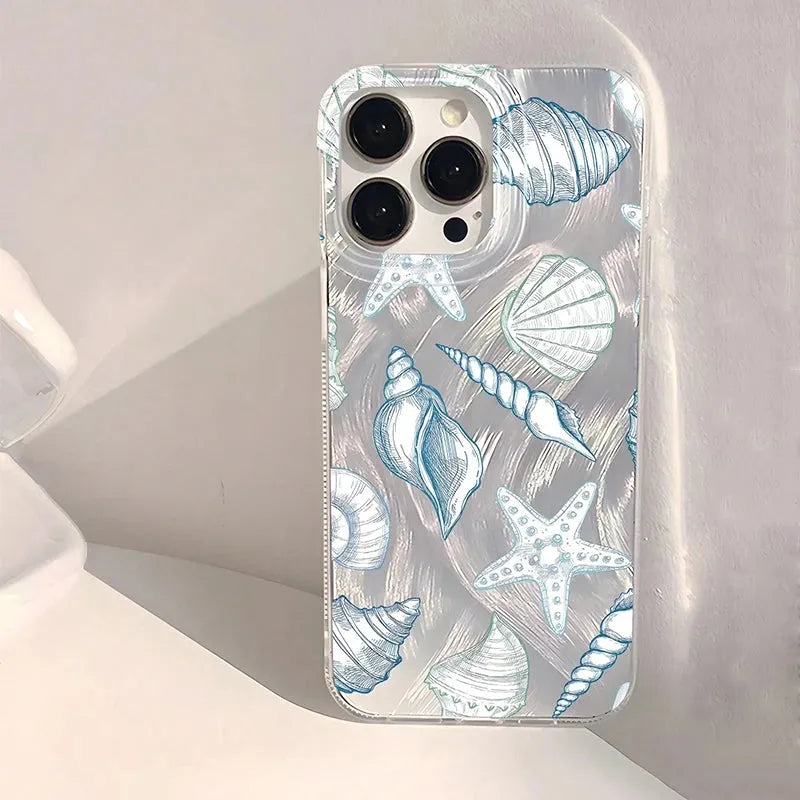 Funda para móvil con diseño de concha marina y acabado nacarado