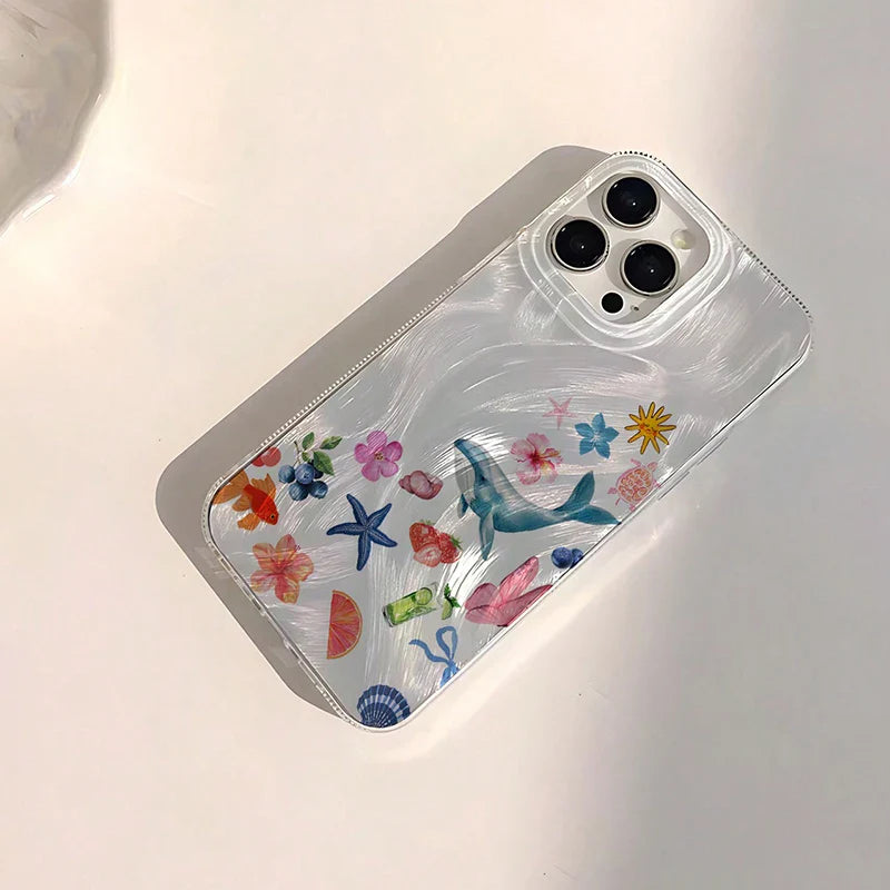 Funda para móvil con diseño de concha marina y acabado nacarado