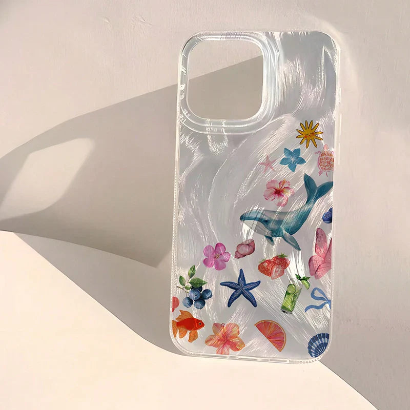 Funda para móvil con diseño de concha marina y acabado nacarado