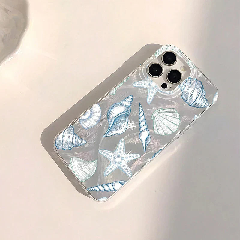 Funda para móvil con diseño de concha marina y acabado nacarado