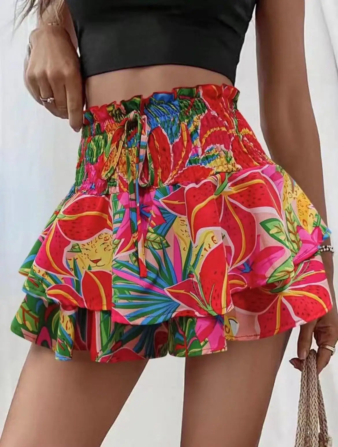 Falda-pantalón floral para mujer
