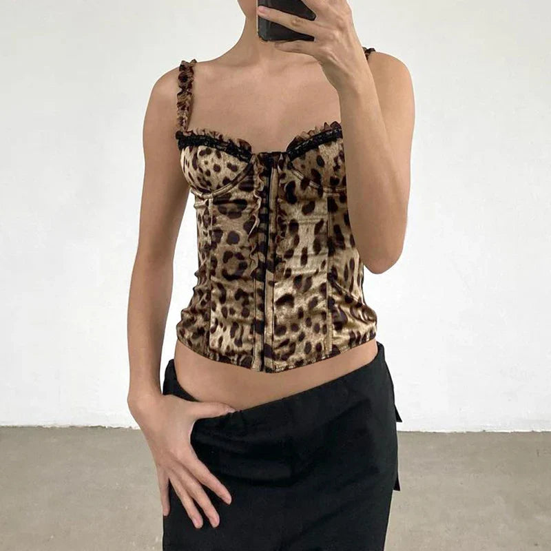 Top corsé de leopardo