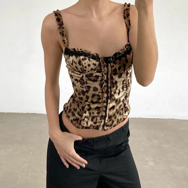 Top corsé de leopardo