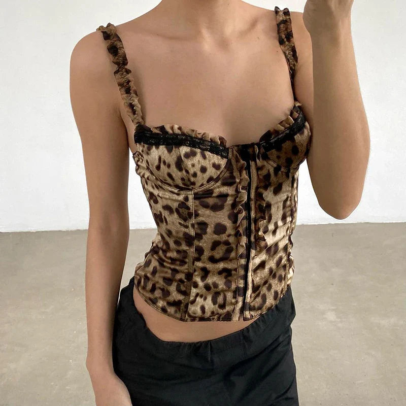 Top corsé de leopardo