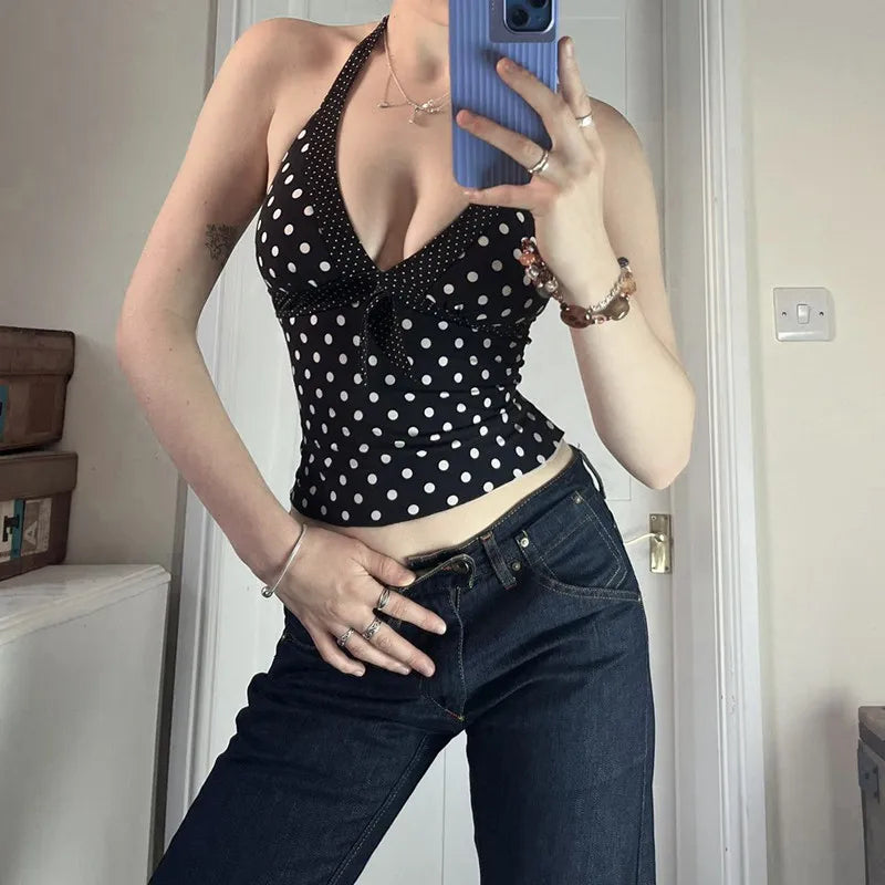 Top halter de lunares