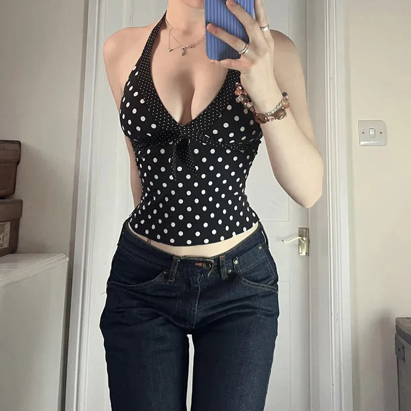 Top halter de lunares