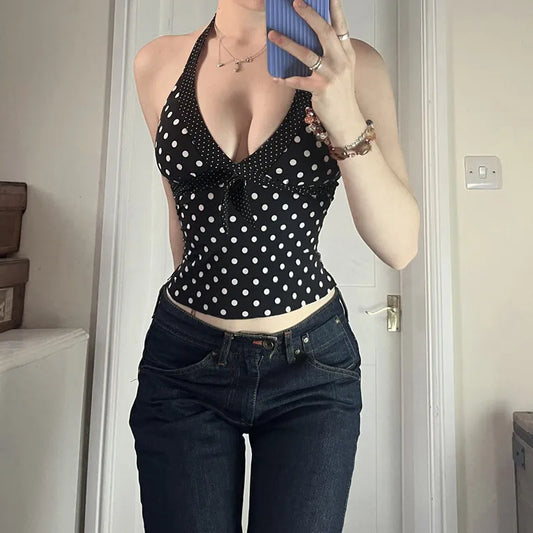 Top halter de lunares