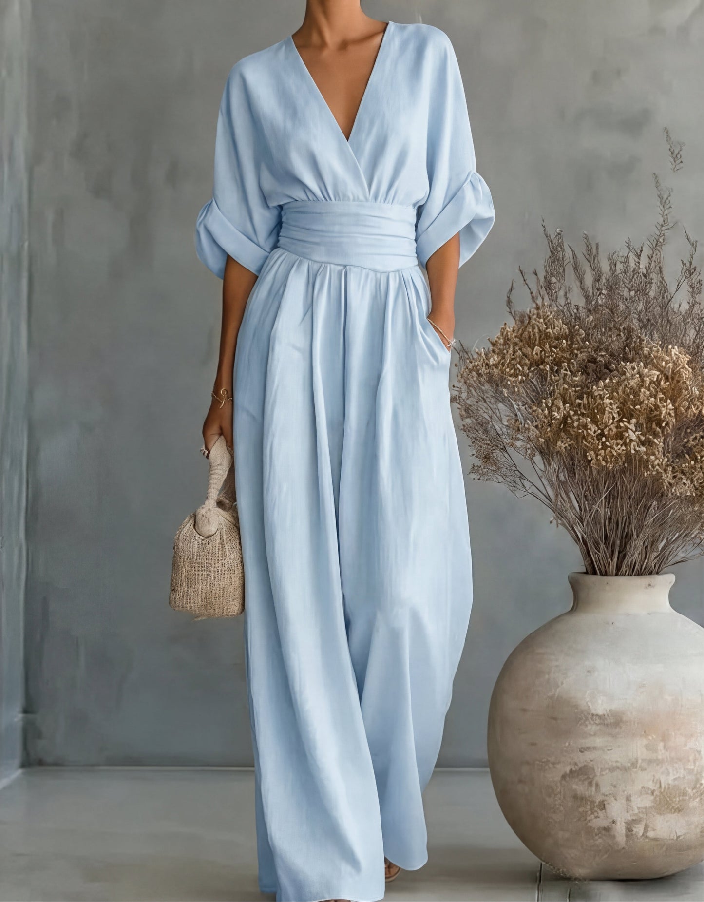 Claudia - Mono elegante de escote en V y pierna ancha