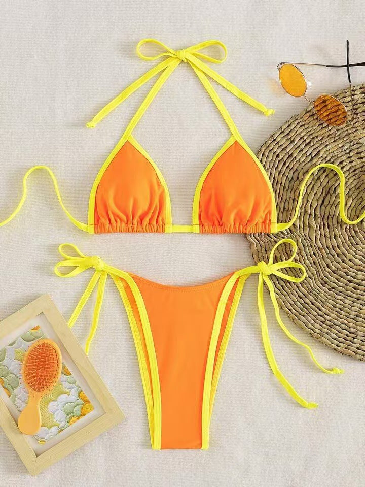 Summer Womens Solid-color Triangle Sexy Bikini