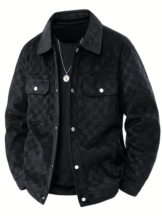 Chaqueta de ante a cuadros