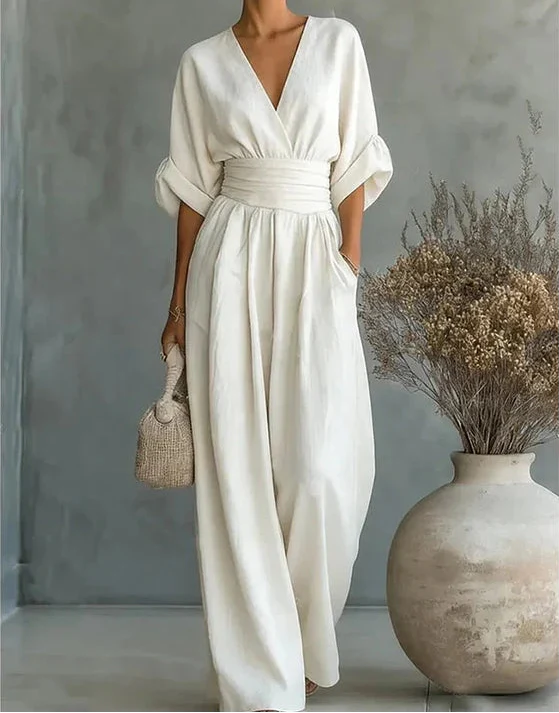 Claudia - Mono elegante de escote en V y pierna ancha